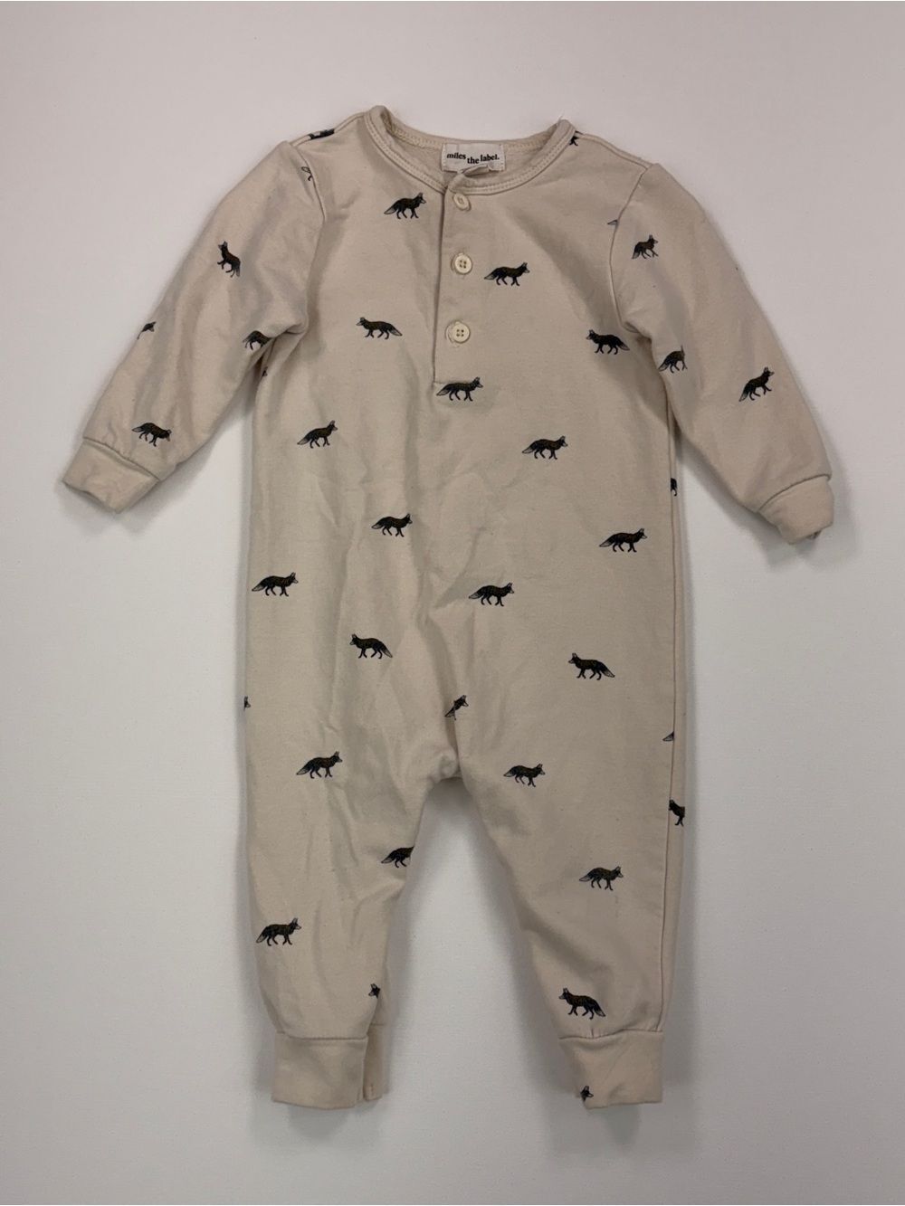 Miles the Label Cream Fox Print One-Piece Romper